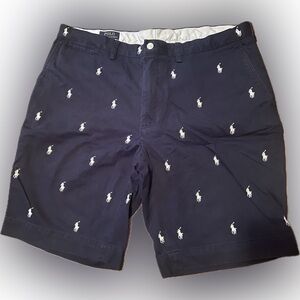 Navy Blue men’s polo shorts, size large with the white polo logo.